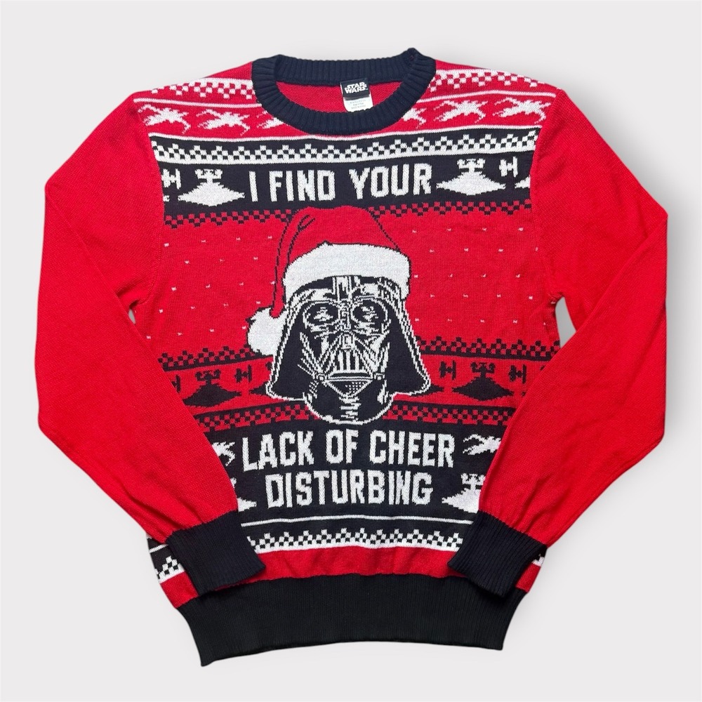 Star Wars Darth Vader Lack of Cheer Holiday Sweater Red Black Mens Large L